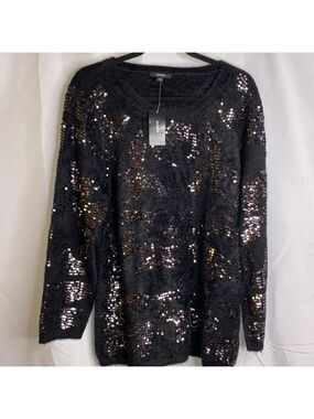 Alfani Embellished Sequin Eyelash Sweater